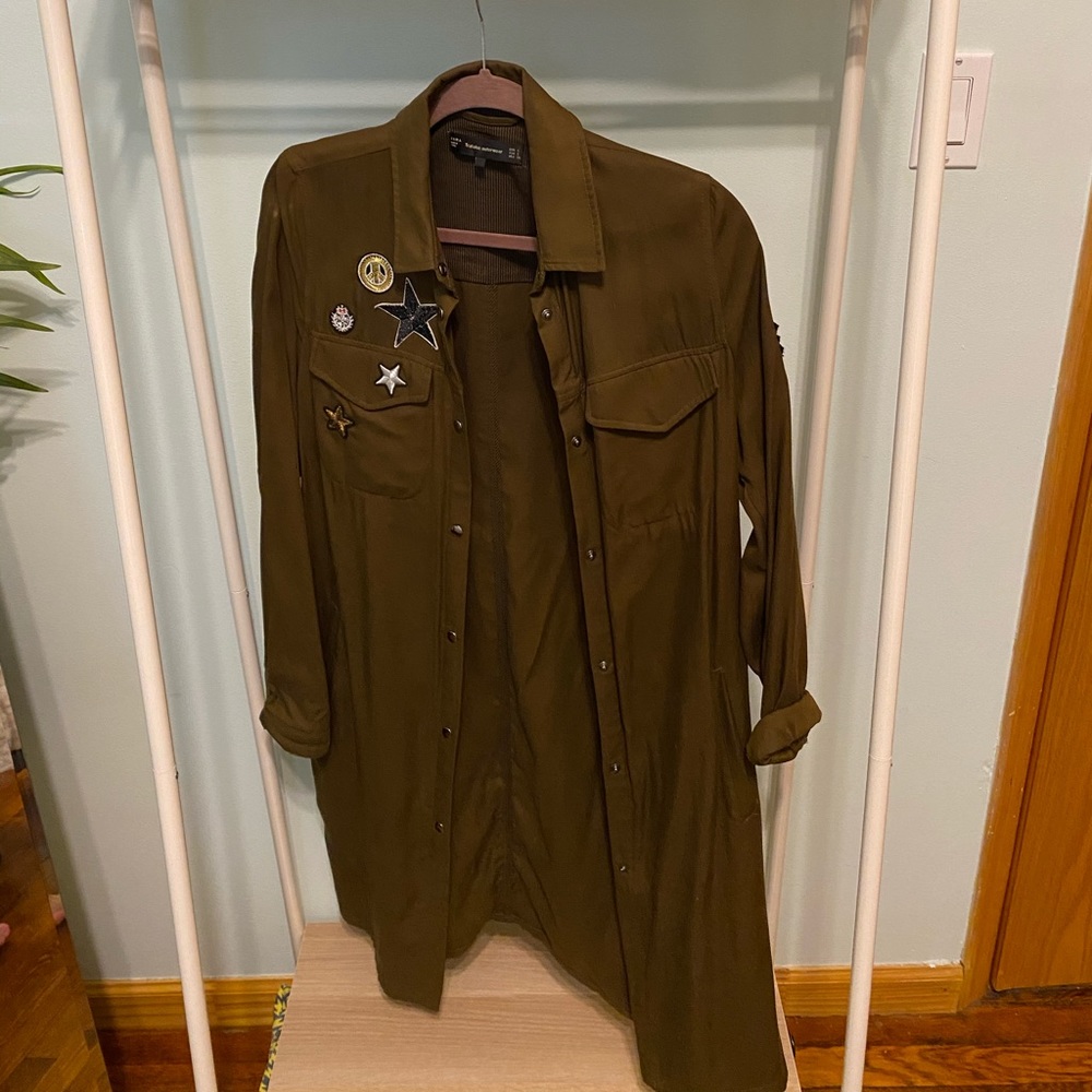 Military style with patches Long Shirt Zara